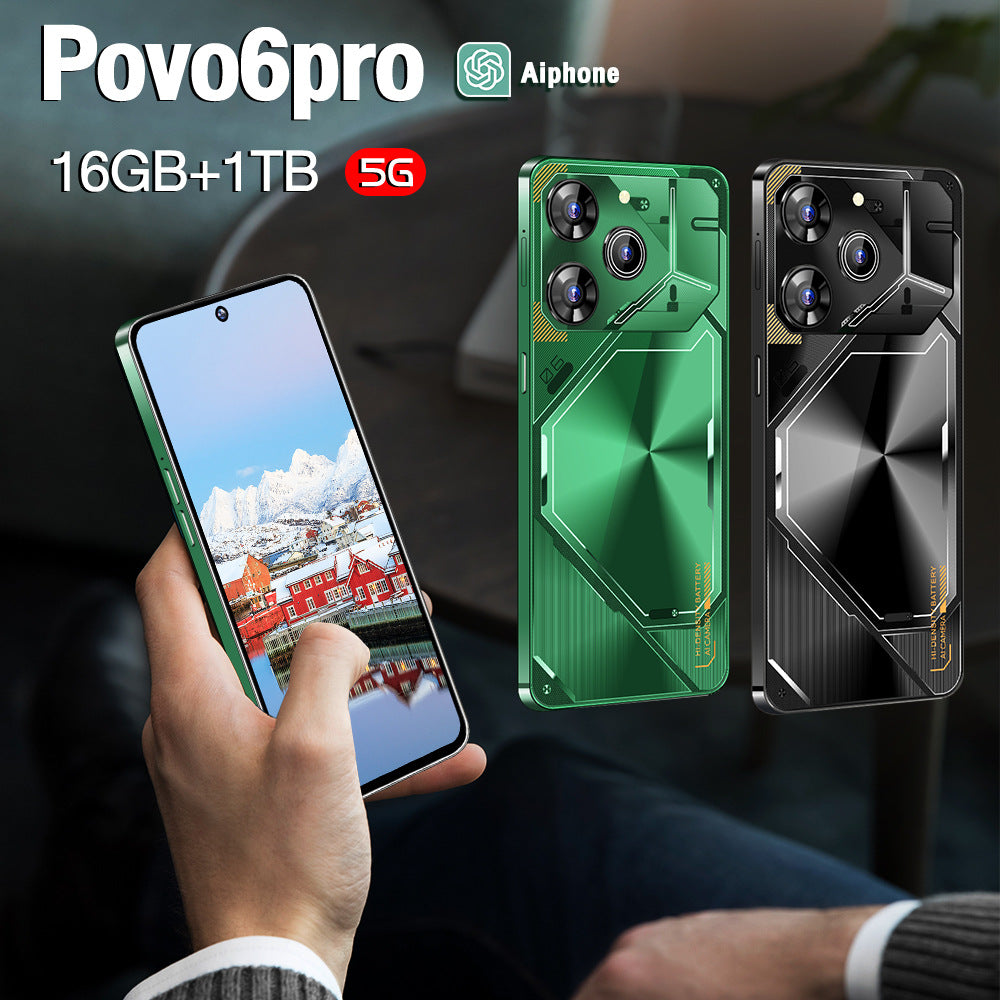 New Global Exclusive Povo6Pro Android16+1T Super Large Screen Smartphone Factory Direct Price