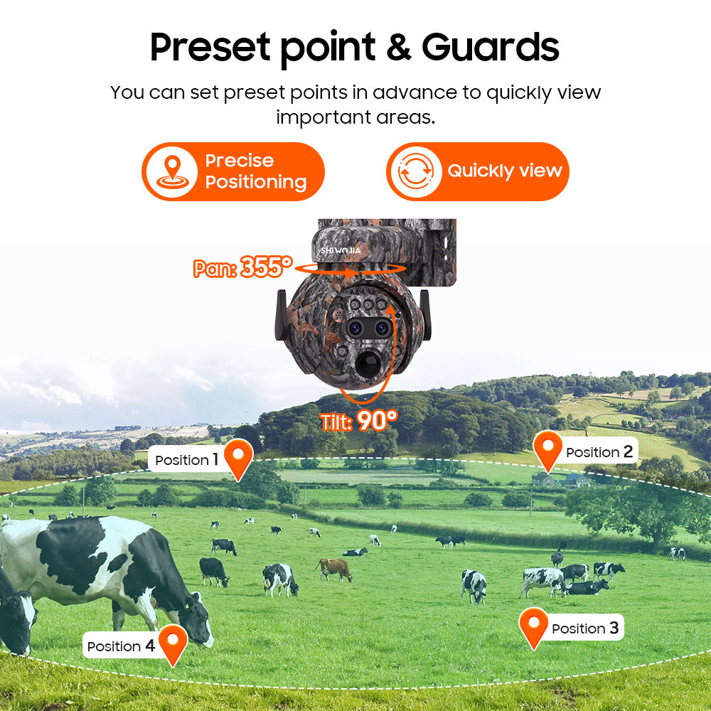Camouflage122x Zoom Solar Camera Outdoor Forest4G Binocular HD AI Full Color Night Vision Surveillance