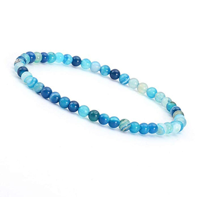 4mm Tiger Eye Stone Bracelet Small Natural Stone Striped Agate White Pine Beaded Moonstone Women's Bracelet