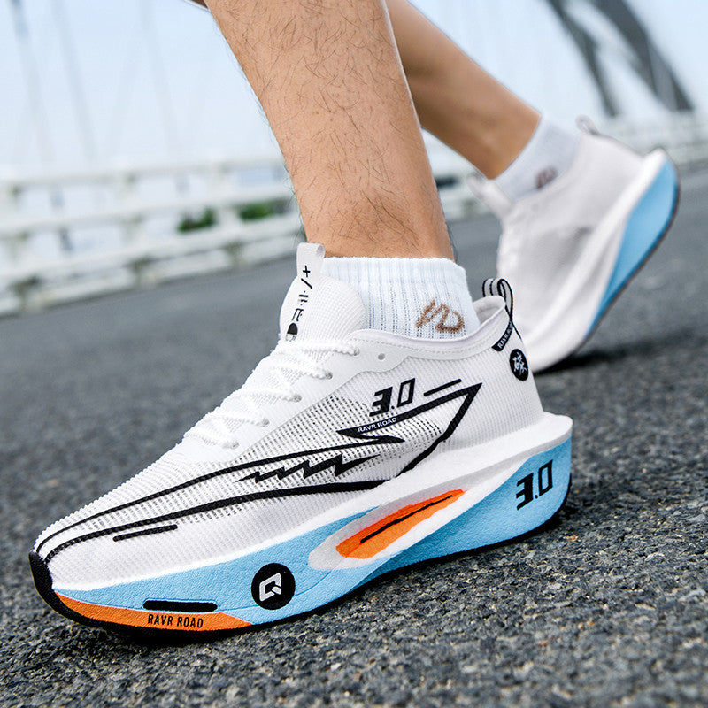 New Fashionable Casual Breathable Comfortable Running Shoes with Real Carbon Plate High Elasticity Shock Absorption for Student Training Sports Shoes