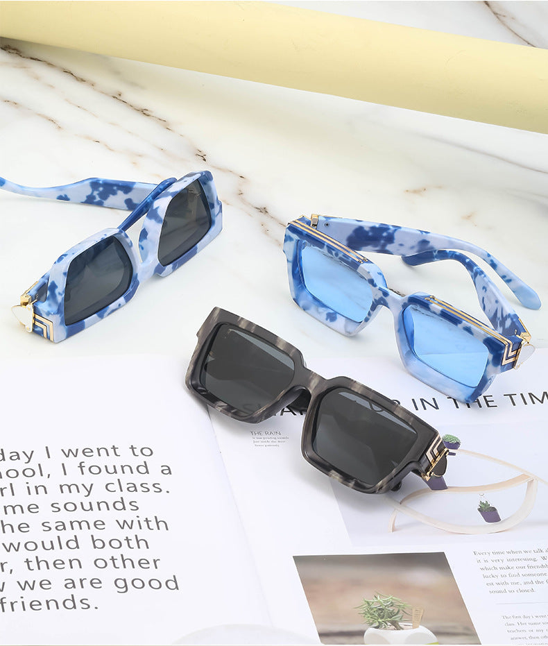 0k Billionaire Style Sunglasses Men Fashion Internet Celebrity Sunglasses Women High-end Glasses Square Frame Sunglasses
