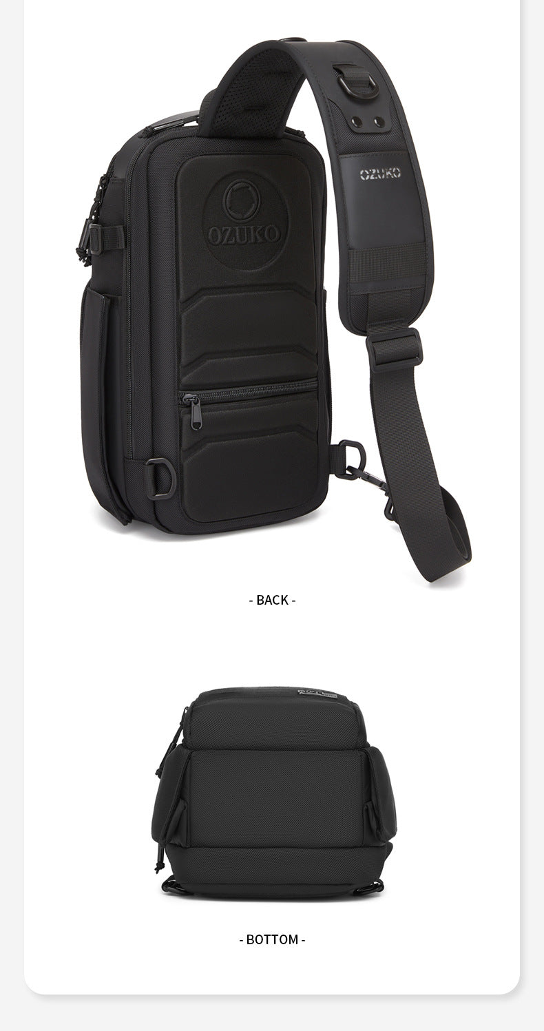 ozuko Men's Chest Bag Crossbody Bag High-end Waterproof Large Capacity Trendy Men's Shoulder Bag Commuting Portable Bag
