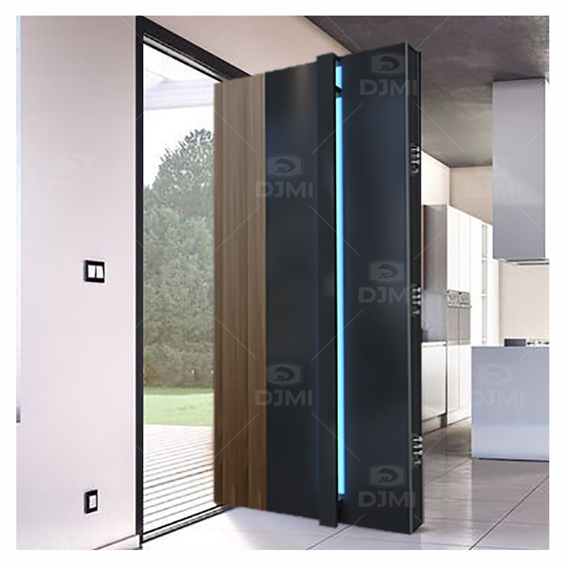European Luxury House Front Modern Pivot Doors With Handle Wooden Entrance Door Modern Villa Main Door