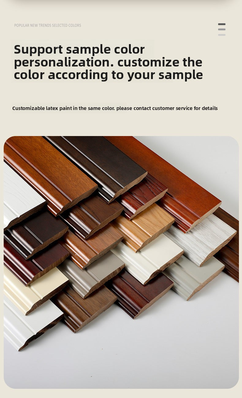 Solid wood skirting board, Fanlongnian Villa, Xunmu painted baseboard, wooden Chinese-style wood grain10cm Solid wood skirting board