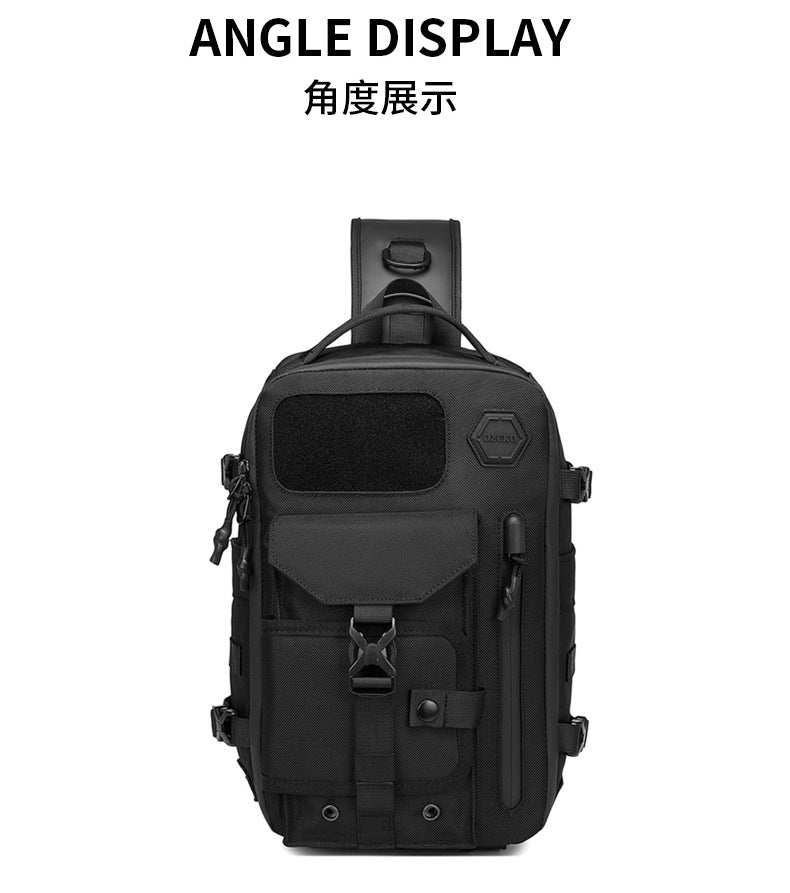 OZUKO Tactical Chest Bag Men's Waterproof Crossbody Bag Outdoor Sports Small Backpack Trendy Shoulder Portable Men's Bag