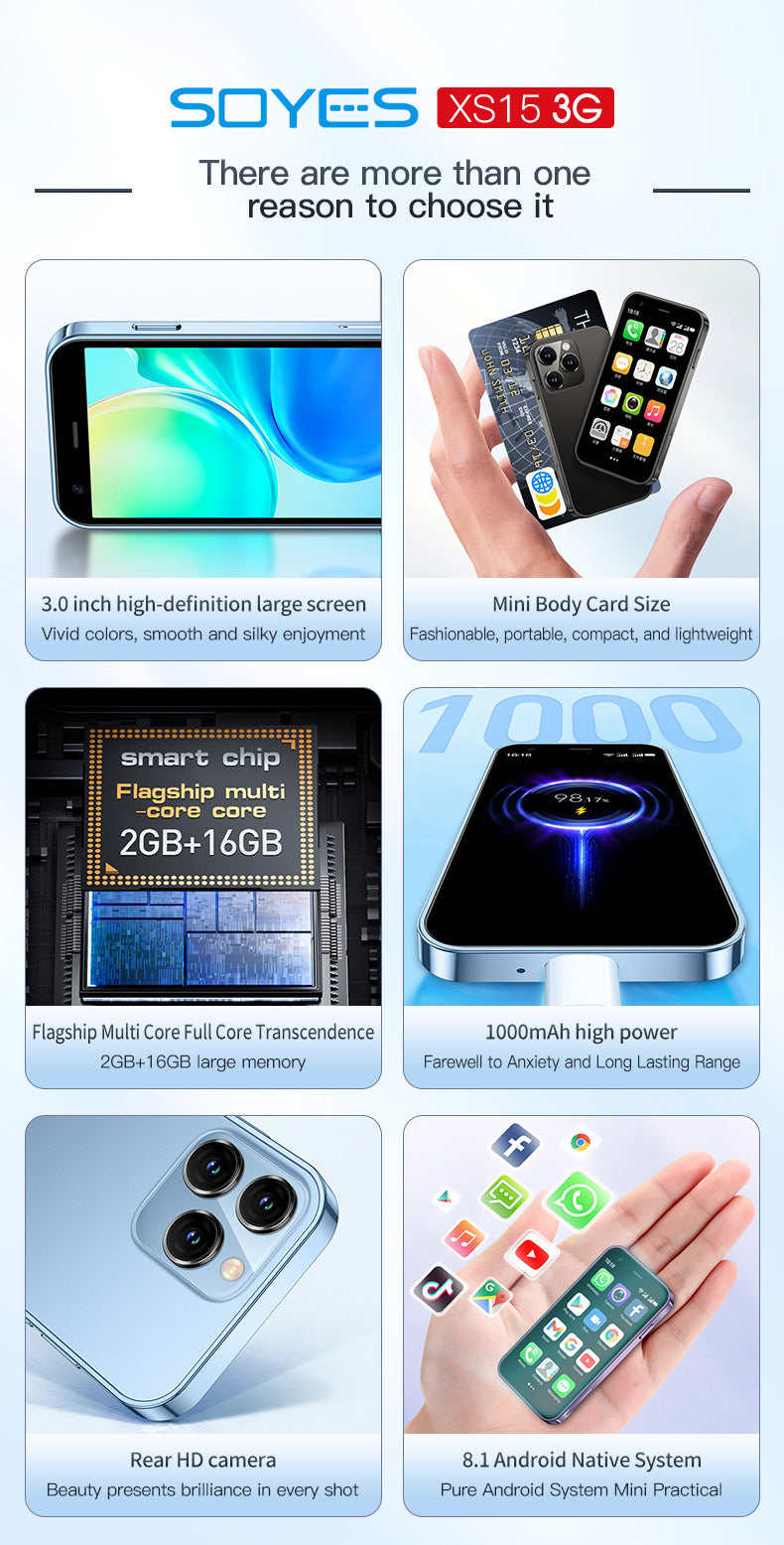 Popular XS15Dual SIM Smartphone31-inch mini portable mobile phone touch explosion-proof screen3G Small phone