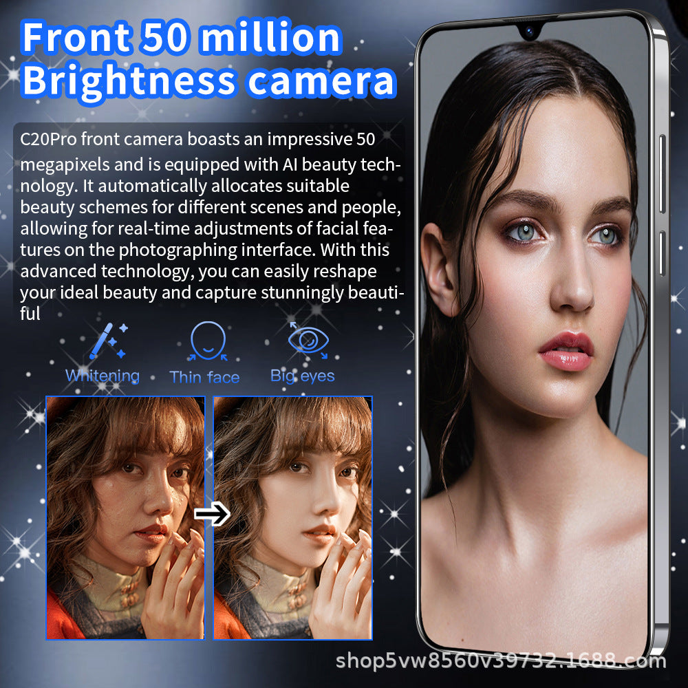 Spot Goods16+1T Hot New Arrival C20Pro Mobile Phone7.3Large Screen Smartphone Factory Direct Sale