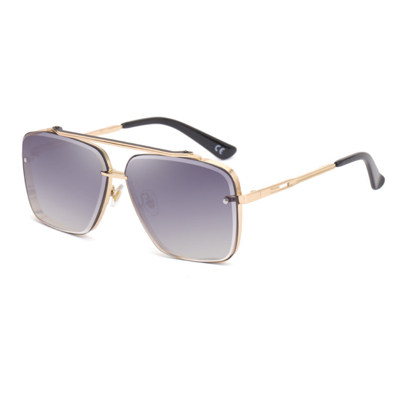 Square Frame Sunglasses Men's Fashion Metal Rimless Cut Edge Sunglasses Women's Trendy No-Makeup Glasses MACH SIX1261