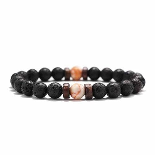 European and American Men's White Pine Blue Dot Bracelet Natural Stone8mm Bracelet Accessories Red Pine Volcanic Stone Spacer Bracelet
