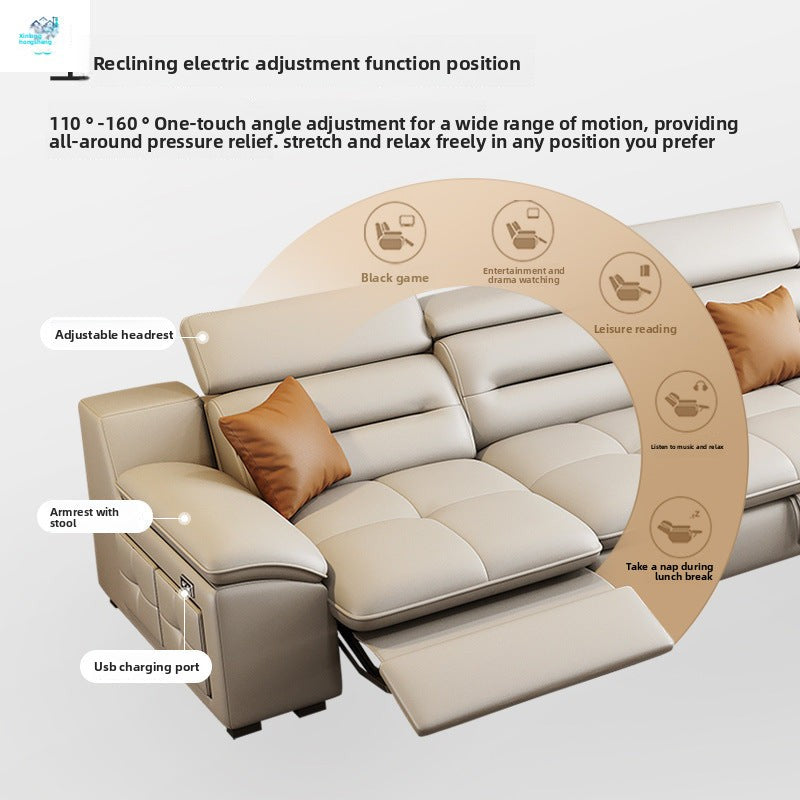 Factory Direct Sale Top Layer Cowhide Multifunctional Wall-Mounted Electric Functional Sofa Space Capsule Simple Modern Living Room Sofa