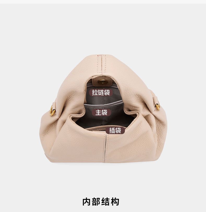 European and American Style Boling En Cloud Bag Lychee Pattern Light Luxury Crossbody Shoulder Dumpling Bag New Women's Underarm Handbag Trendy