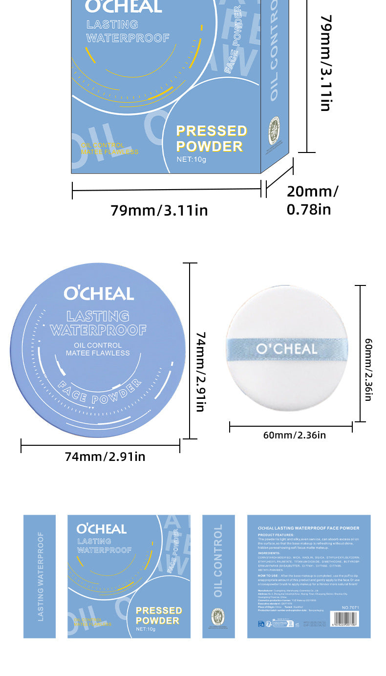 OCHEAL Ouqianya Oil Control Powder Long-lasting Waterproof Matte Setting Powder10g Packaging