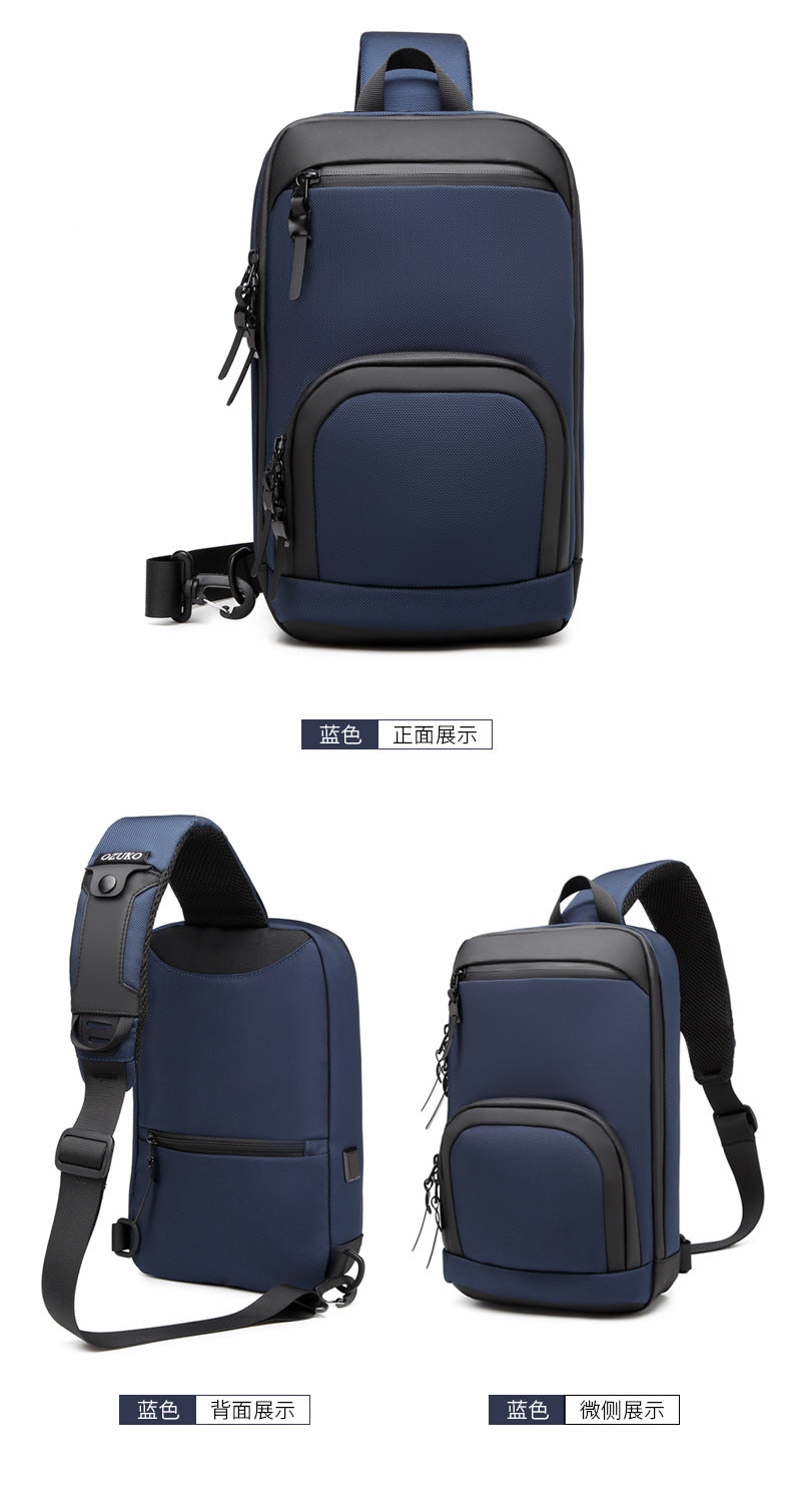 ozuko New Oxford Cloth Chest Bag Outdoor Men's Shoulder Bag Casual Waterproof Men's Bag Single Shoulder Crossbody Bag