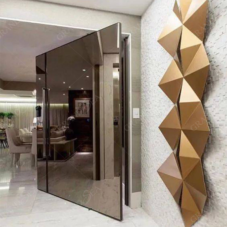 USA Style Exterior Modern High Glossy Black Solid Metal Front Aluminum Stainless Steel Pivot Entry Doors Price