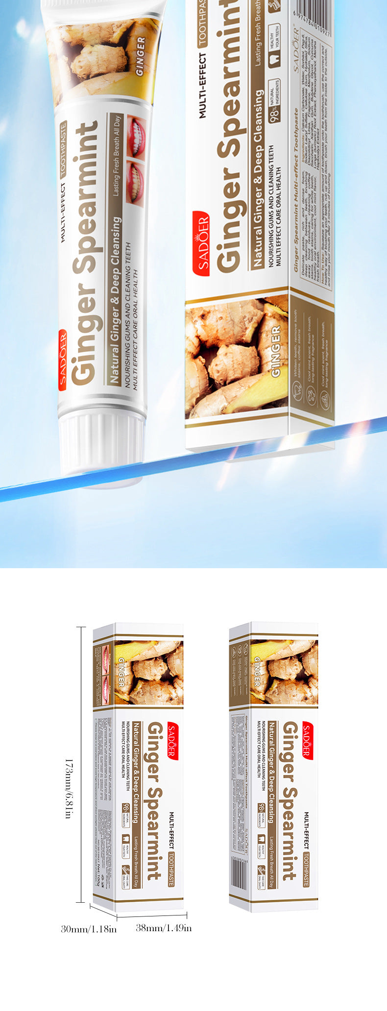 Mint Toothpaste100gSADOER Propolis Sea Salt Ginger Cleans Tartar Strengthens Teeth  Wholesale
