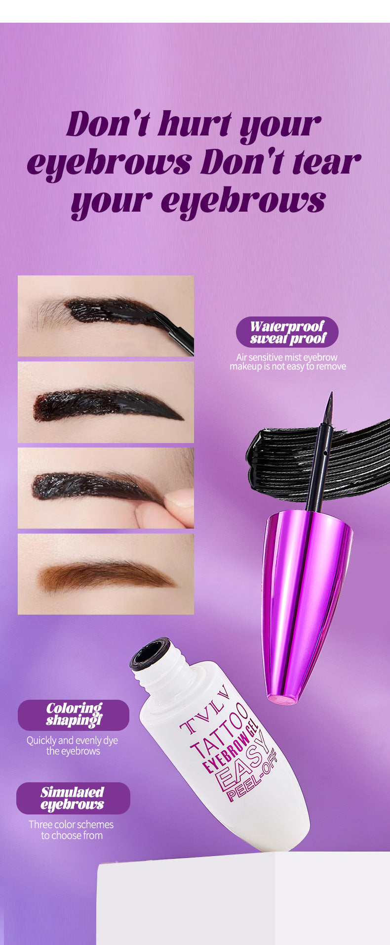 AliExpress Peel-off Eyebrow Cream Film-forming Peel-off Type Long-lasting Waterproof Sweat-proof Eyebrow Cream Packaging Makeup