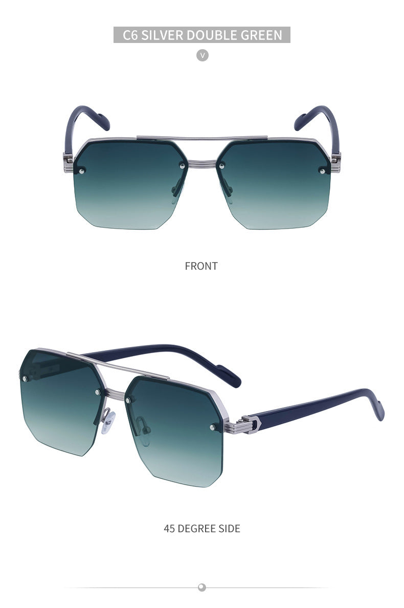 2025New style sunglasses with a high-end feel, European and American half-frame glasses, fashionable sunglasses for women with UV protection sunglasses
