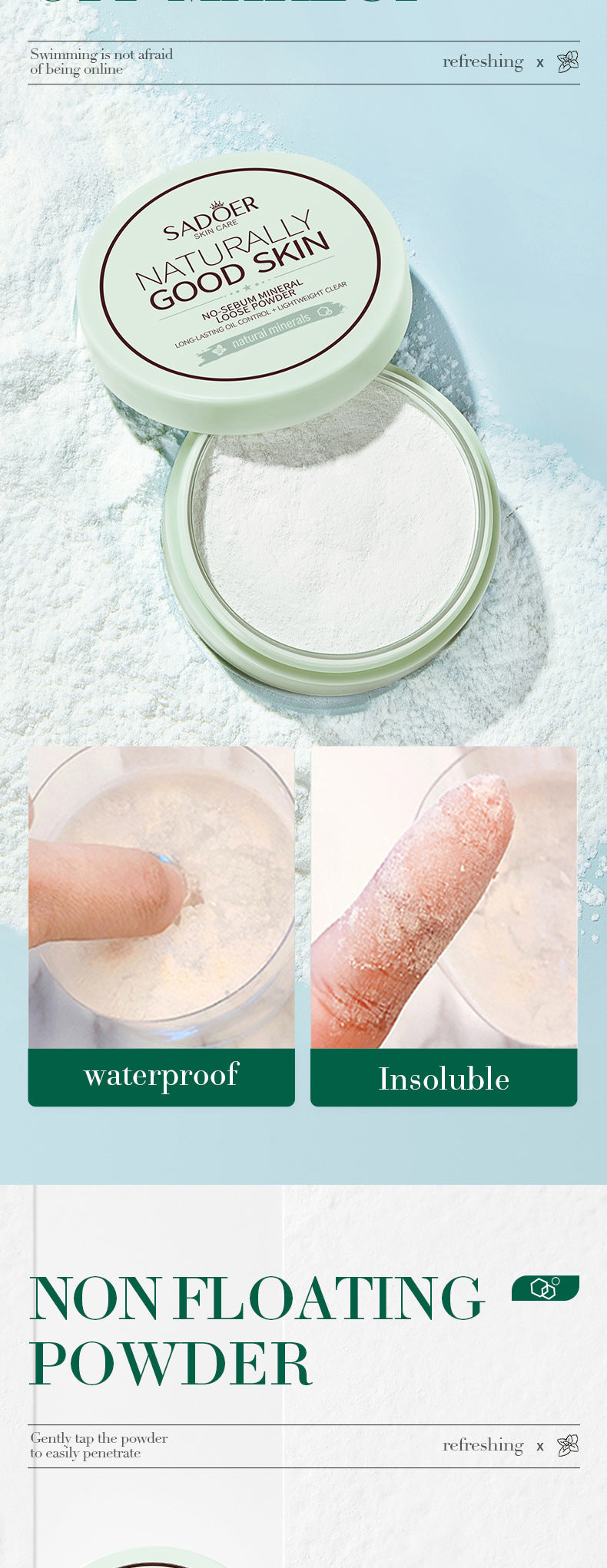 Makeup SADOER Mineral Loose Powder Refreshing Lightweight Setting Concealer Powder  Wholesale
