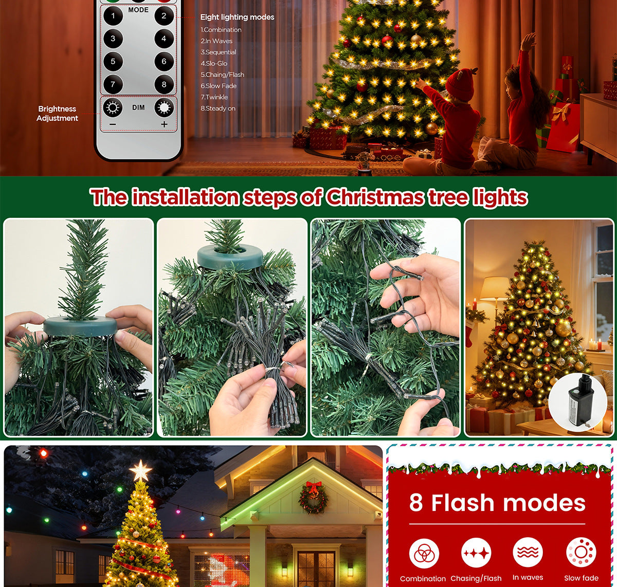 Christmas Tree Lights Christmas Garden Decoration Lights RGB Lighting Linear Light Waterfall Tree Clothing Hanging Tree Light LED New Product