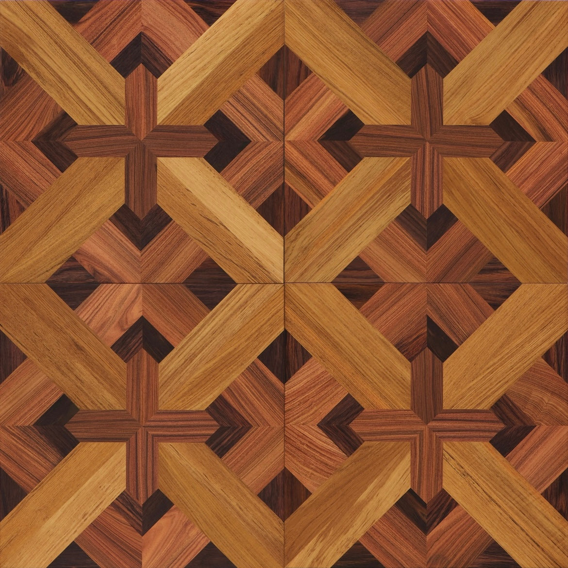 15mm Custom Square Teak Parquet Wood Flooring | High-End Engineered Hardwood Panels Anti-Slip Waterproof Click Lock Outdoor