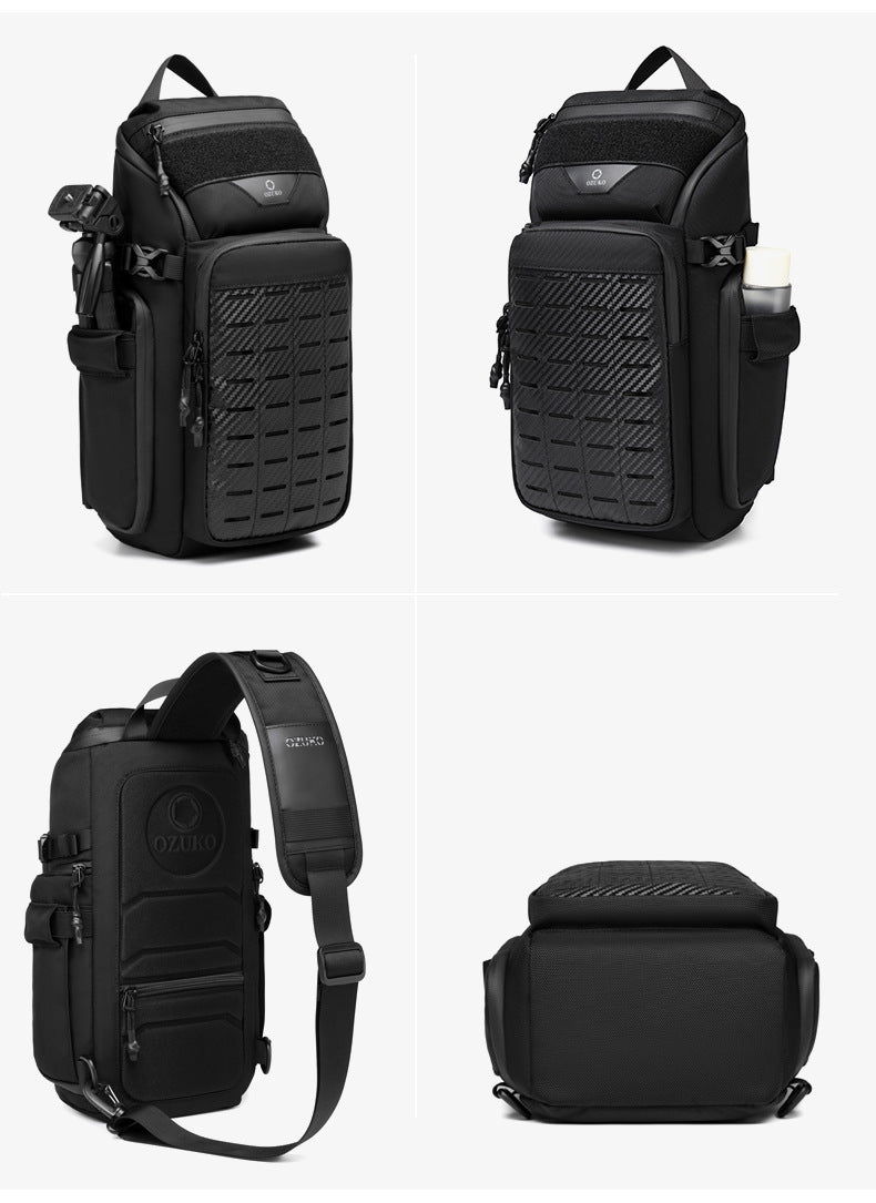 OZUKO Tactical Chest Bag Men's Crossbody Bag Waterproof Multifunctional Outdoor Portable Bag Cycling Trendy Shoulder Bag