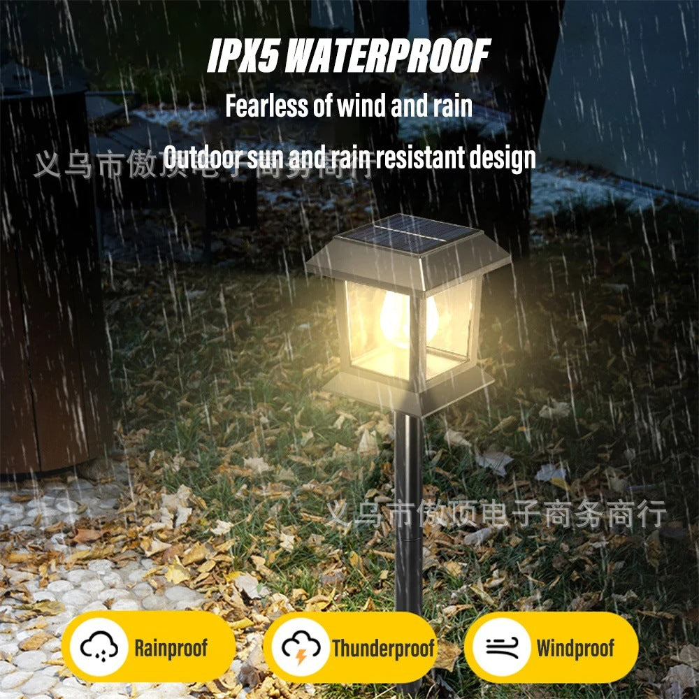 New Solar Lawn Light Outdoor Automatic Sensor Tungsten Lamp Garden Decoration Ground Plug Courtyard Landscape House Light