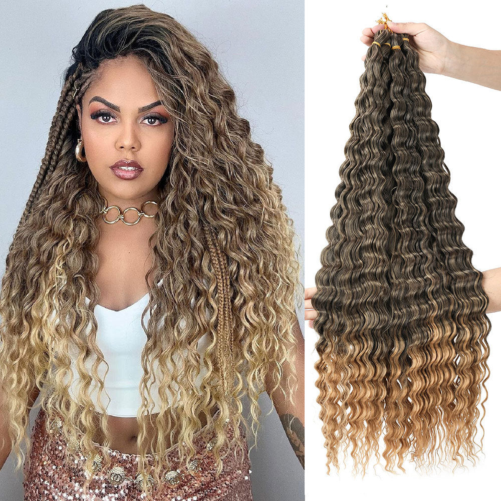 European and American Cross-Border African Synthetic Hair Wig Crochet Hair Extensions Curly Hair Piece DeepWaterWaveHair Long Curly Hair