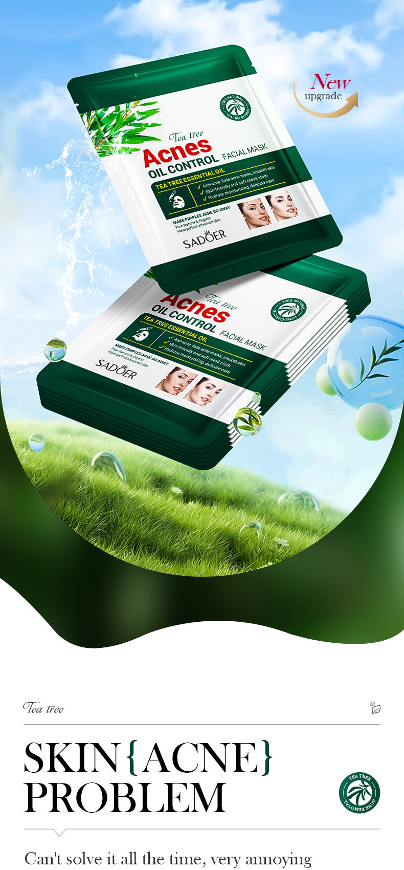 Tea Tree Facial Mask25g SADOER Refreshing Moisturizing Tablets for  Wholesale