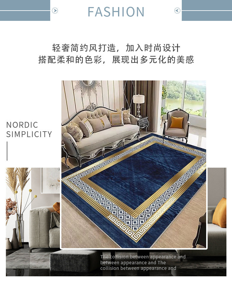 Crystal Velvet Carpet Luxury Stain-Resistant Easy Care Sofa Coffee Table Rug Home Bedroom Wear-Resistant Non-Slip Bedside Warm Blanket