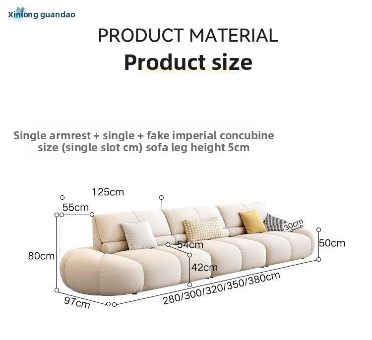 New French Cream Style Green Puff Fabric Sofa for Living Room Small Apartment Nordic Style Straight Three-Seater Combination