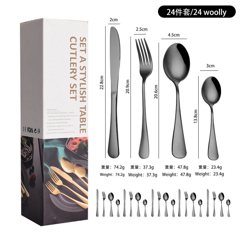 1010241 Piece Western Dessert High Aesthetic gold Steak Knife Fork Spoon Stainless Steel Cutlery Set
