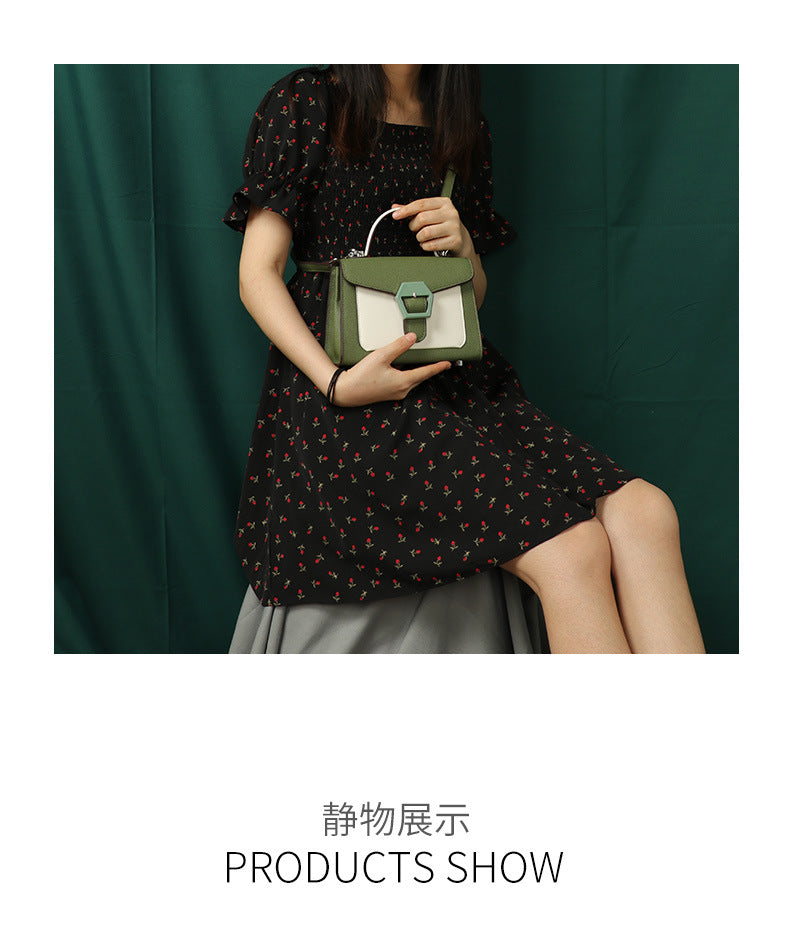 Fashion Color-Block Handbag Shoulder Bag for Women Textured Versatile Design Crossbody Kelly Bag for Daily Commute