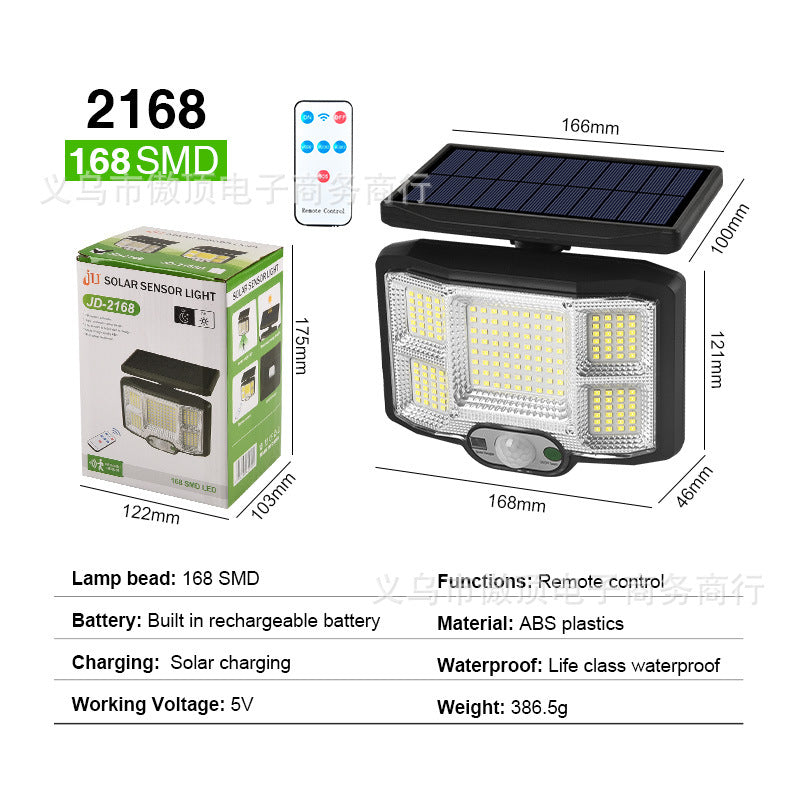 Outdoor Solar Street Light Waterproof Split Wall Light Garden Courtyard Light Human Body Sensor Light Rotatable Three-Head Light