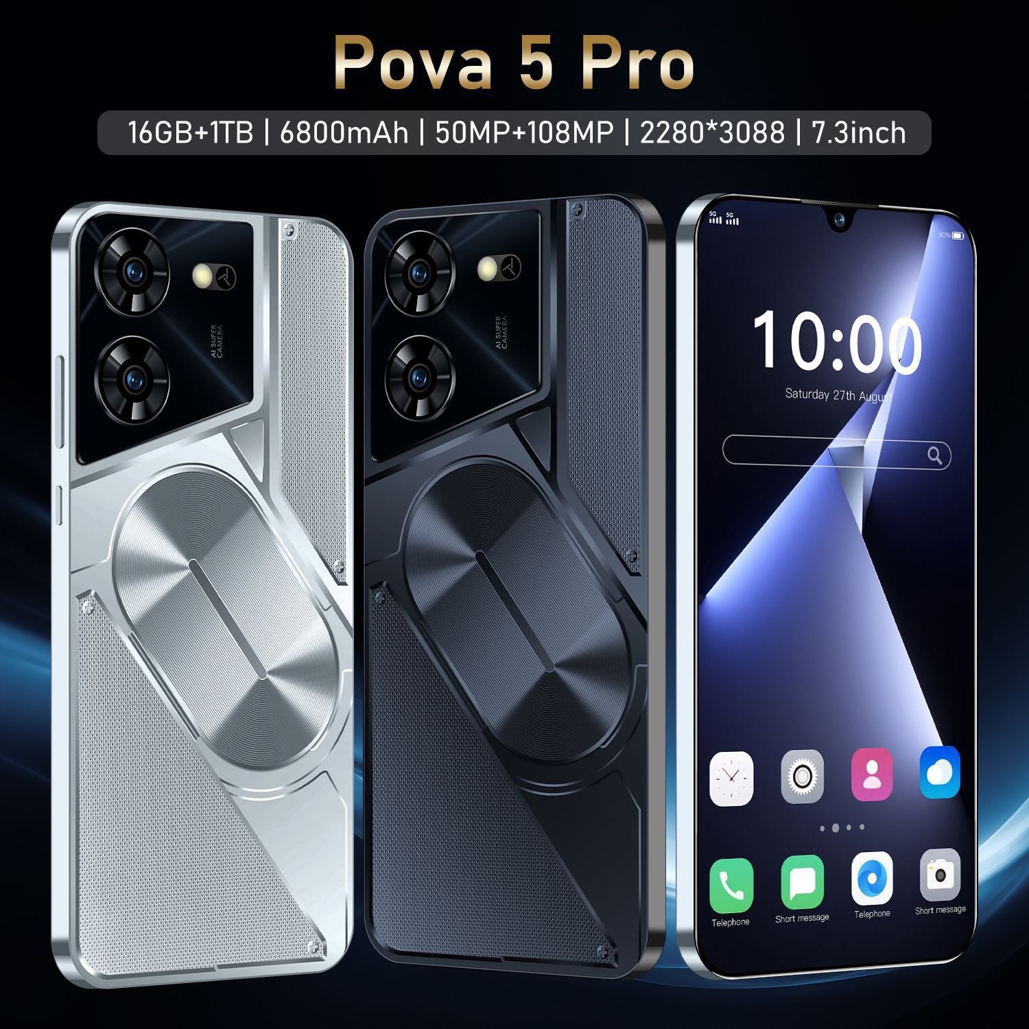 Popular POVA5pro Full hd screen16+1TB Low Price New Smart Phone Source Factory Price