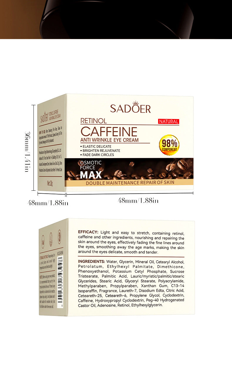 Retinol Caffeine Eye Cream SADOER Improve Dark Circles, Eye Wrinkles, and Eye Bags  Wholesale