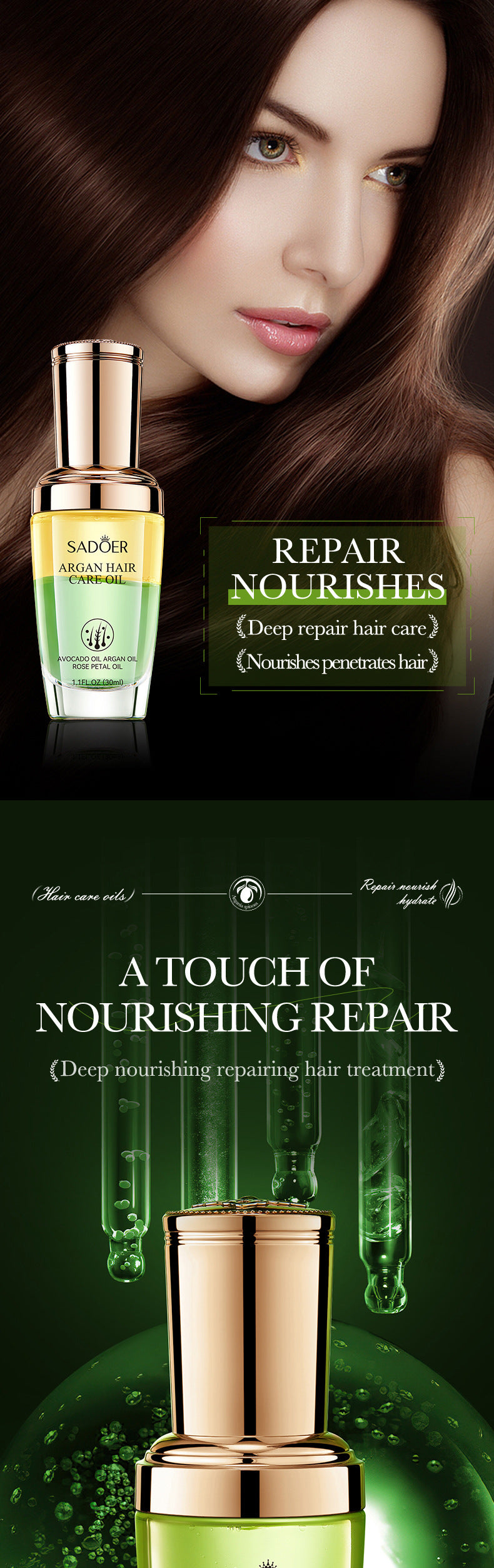 Hair Care Essential Oil30ml SADOER Smooth and Nourishing Hair Care Essential Oil  Wholesale