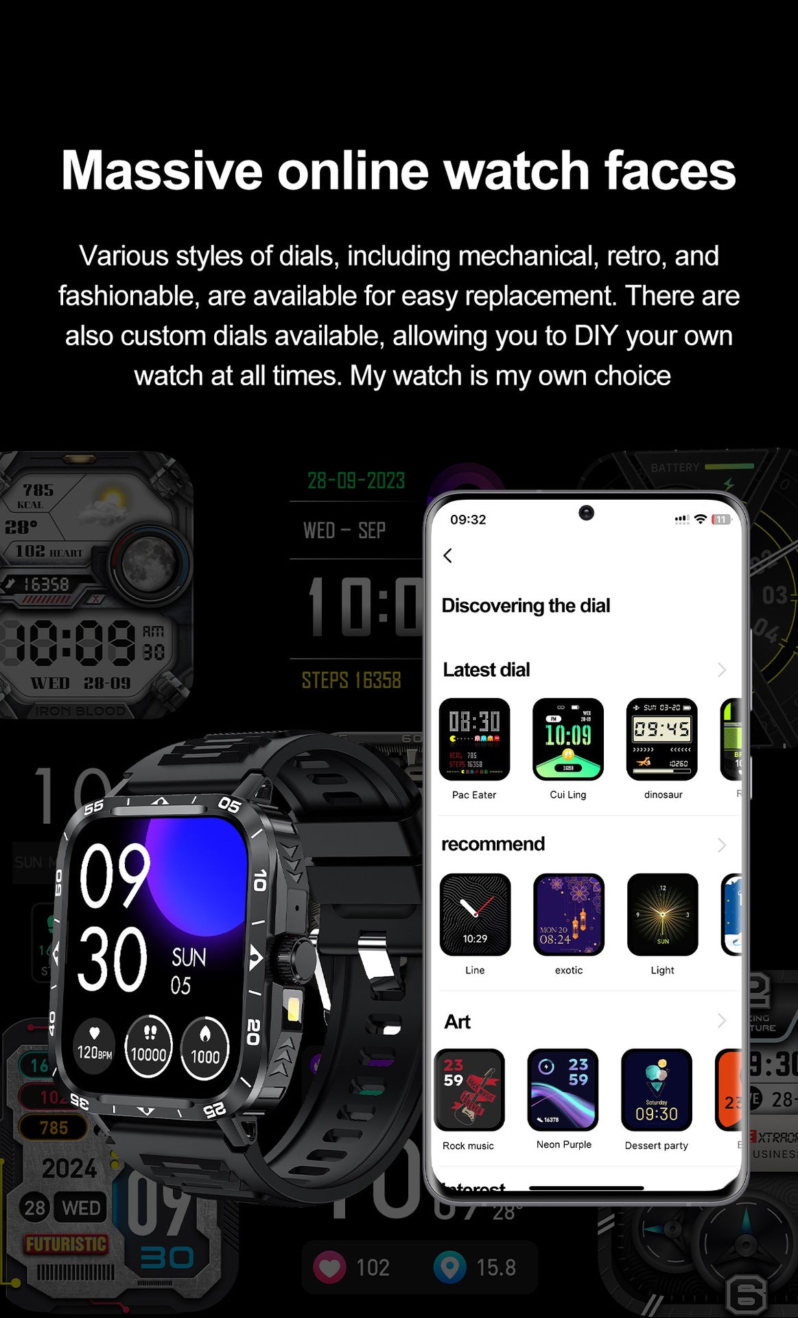 ZW59Smart Watch Bluetooth Call True Heart Rate Step Sleep Monitoring Blood Pressure Message Reminder Flashlight Sports