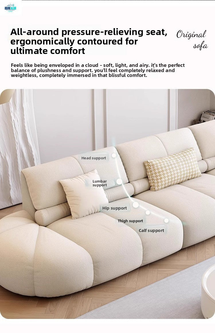 New French Cream Style Green Puff Fabric Sofa for Living Room Small Apartment Nordic Style Straight Three-Seater Combination