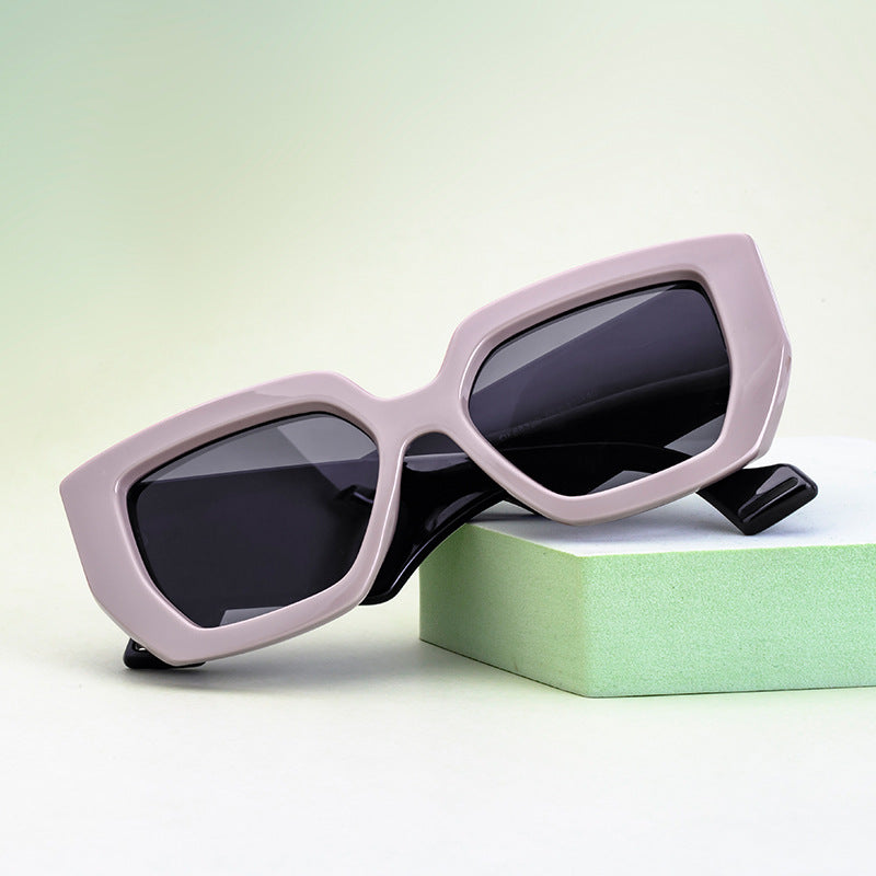Trendy Square Frame Wide Temple Sunglasses for Women, Internet Celebrity Style Large Frame Sunglasses for Women sunglasses