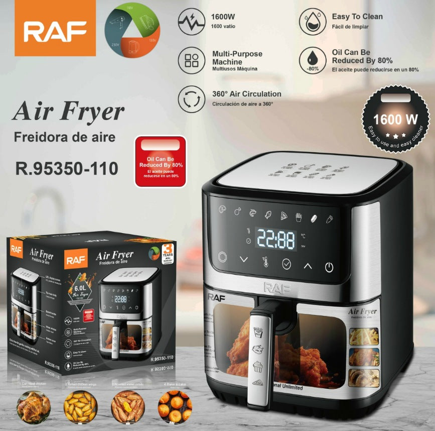 RAF European and American Regulations 6L Multifunctional Household Electric Fryer Air Fryer Visual Intelligent Touch Screen R5350