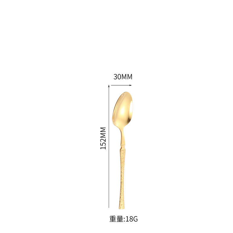 410Stainless Steel Cutlery Hotel Restaurant Hammered Knife Fork Spoon Set Western Small Waist Bark Pattern Steak Knife Fork