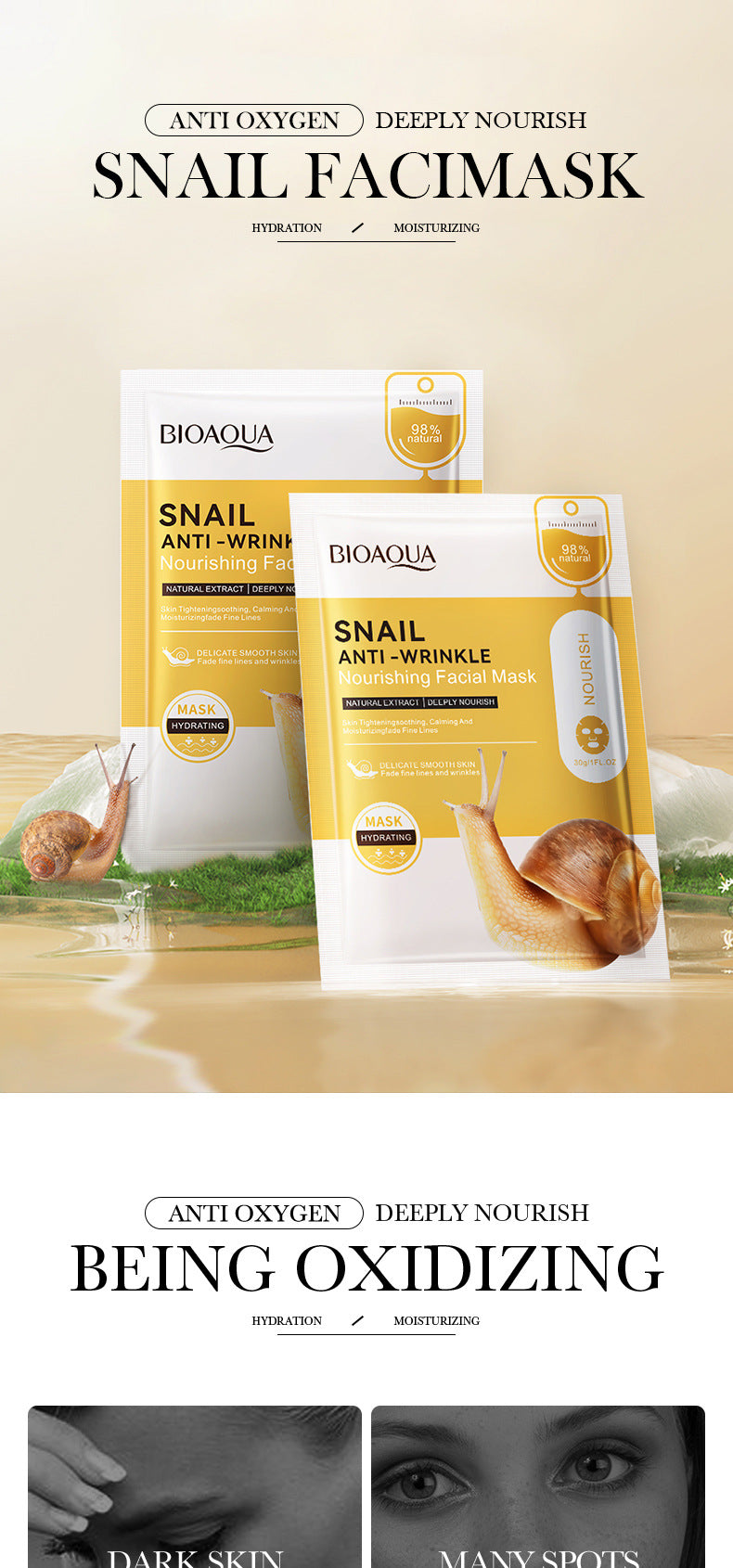 Mask30gBIOAOUA Honey Hydrating Pearl Moisturizing Rose Snail Moisturizing  Foreign Trade Wholesale
