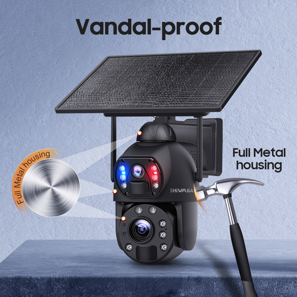 Factory Private Model600Wan HD Solar Camera Full Metal Farm20Night Vision Dual Lens Camera