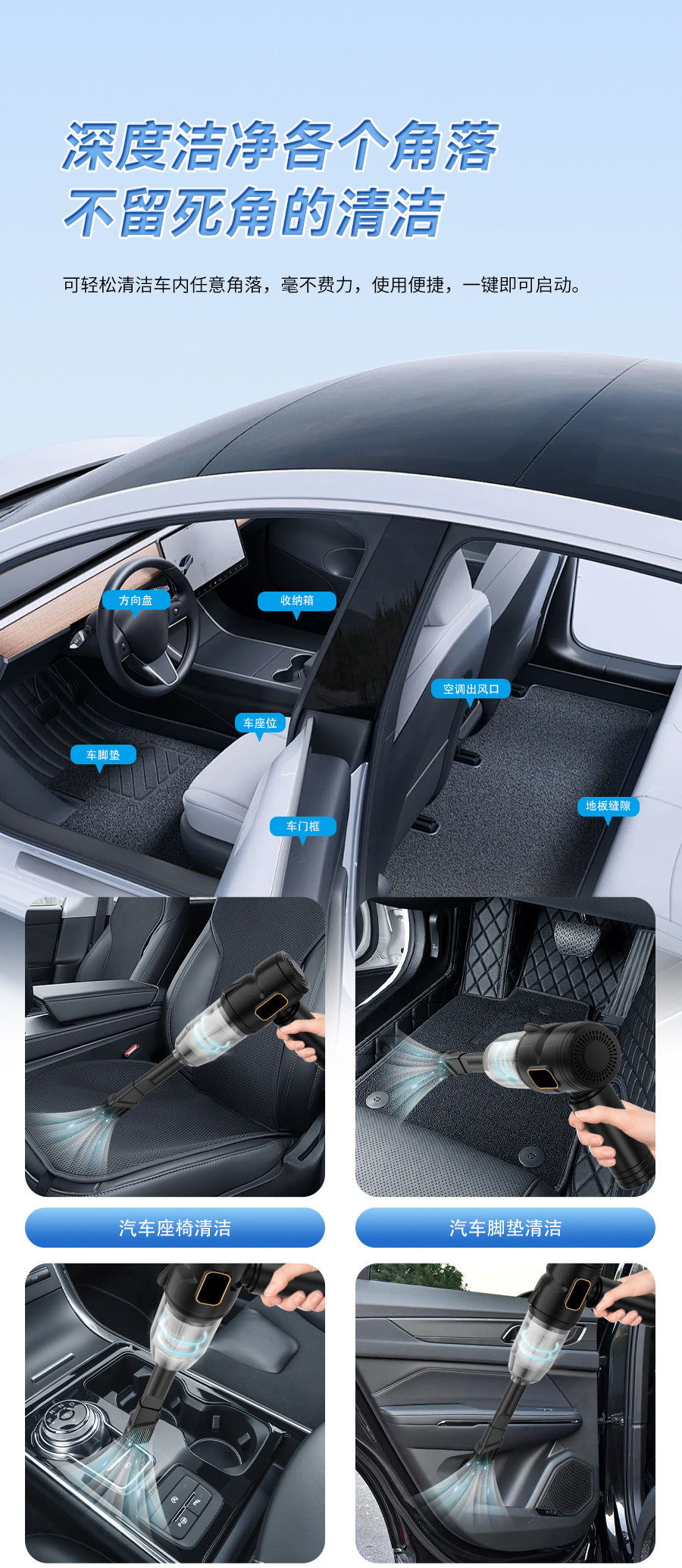 Mini Car Vacuum Cleaner Handheld Wireless Desktop Household Portable Small Large Suction Portable Dual-use Dust Collector