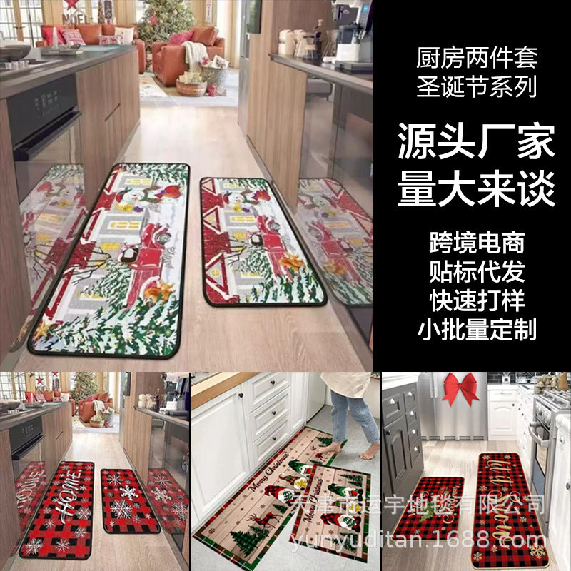 Christmas Carpet Round Living Room Mat Christmas Decoration Atmosphere Mat Christmas Tree Mat Labeling and Shipping