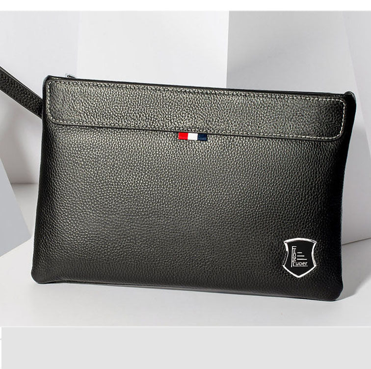 Business Commuting Genuine Leather Clutch Bag for Men, Casual Large Capacity Top Layer Cowhide Men's Handheld Wallet Phone Bag