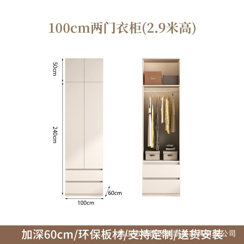 2025New Cream Style Wardrobe for Home Bedroom, Segmented Simple Modern Storage Cabinet, Large Coat Closet