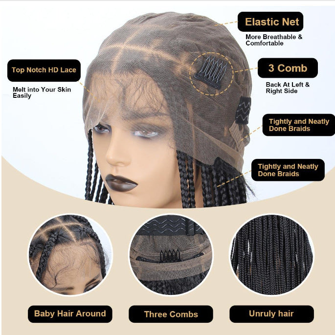 14 inch 360 Single Full Lace Braided Wigs for Black Women
