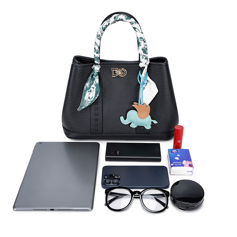 Top Layer Cowhide Large Capacity Tote Bag Women's Textured Handbag Fashionable Women's Bag Light Luxury Versatile Crossbody Bag