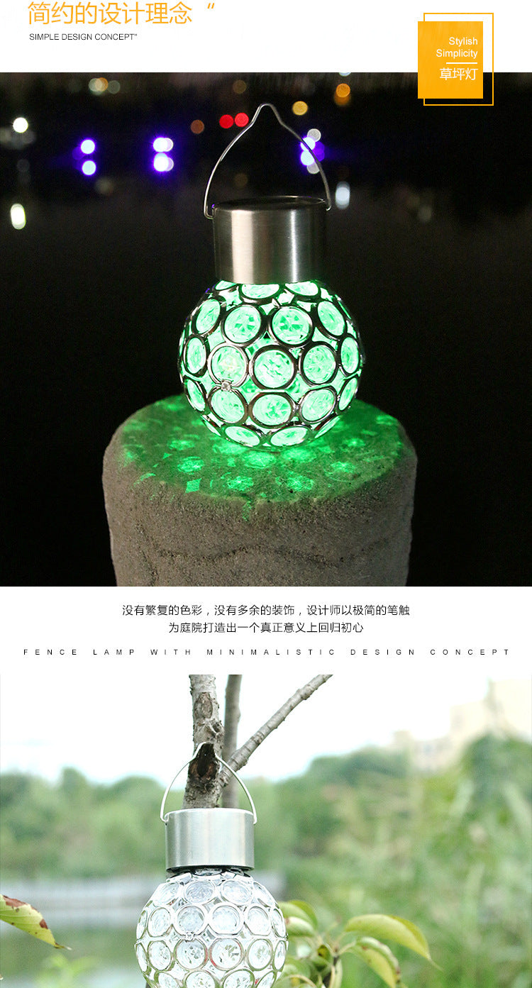 Solar Hanging Light Garden Garden Light Outdoor Waterproof LED Small Pendant Light with Light Control Hollow Lawn Villa Decorative Lamp